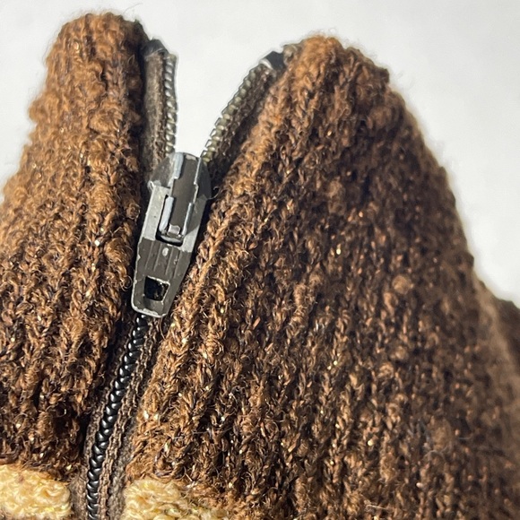 Cabot Vintage 50s 60s 100% Fine Wool Sleeveless Striped  Brown Shimmer Top - Picture 5 of 5